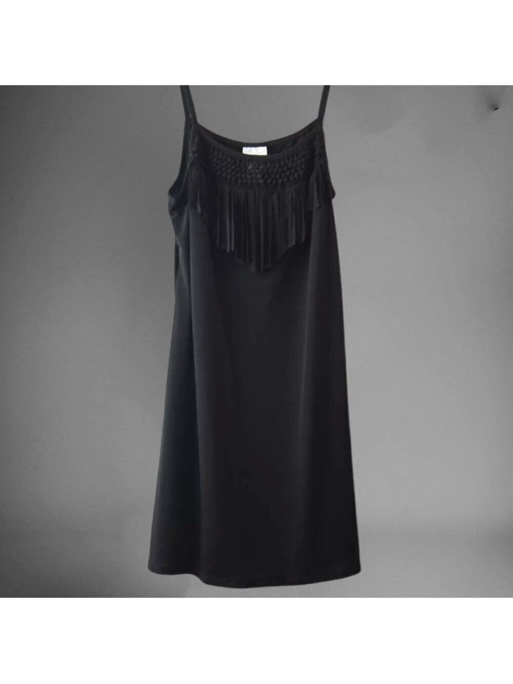 Dotti Fringe Black Slip Dress NWT Size S Y2K Western Mini Boho Grunge